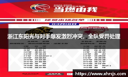 浙江东阳光与对手爆发激烈冲突，全队受罚处理
