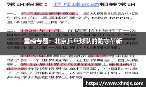 重磅专题：北京乒乓球队的防守革新